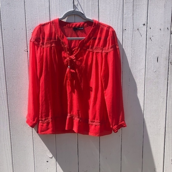 The Kooples Boho Tie Silk Top - Picture 1 of 10